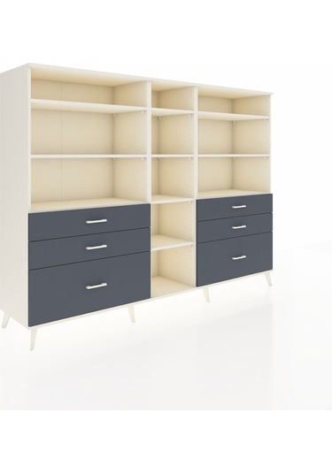 Hyperion Dolap 10 Raflı 6 Çekmeceli 220x44x163 Aytaşı-aytaşı/ant Aytaşı-aytaşı/antrasit