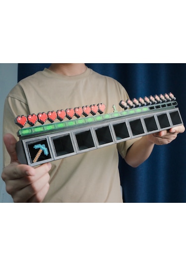 Minecraft Kalp Ve Kazma Temalı Envanter Slotu 30 Cm Uzunluğunda 3d Baskı Masaüstü Süs / Dekorasyon 30 CM