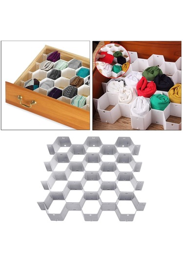 Homyl Petek Dolap Çorap İç Çamaşır Çekmece Bölücü Düzenleyici Gri Gri