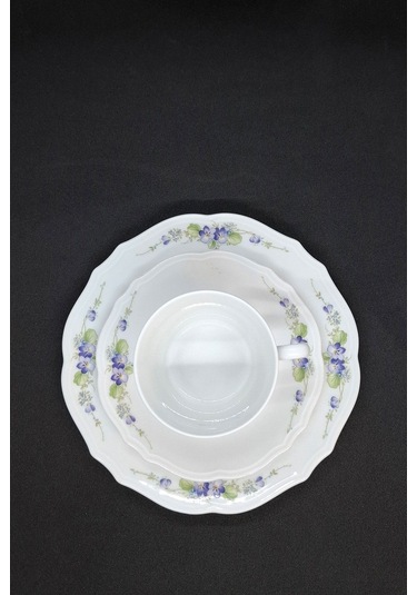 Röslau Menekşe Vintage Çay Fincanı 3 Parça 210 Ml Mor-beyaz