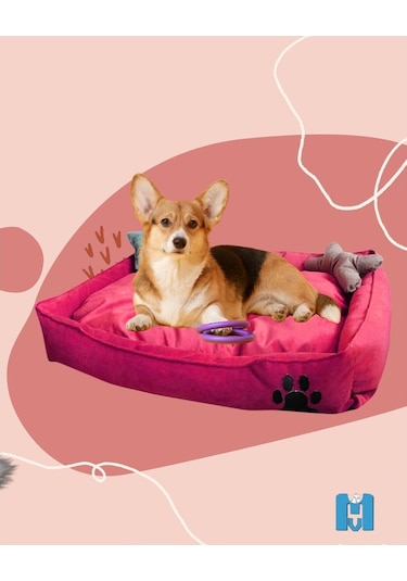 Mavi Vitrin Yıkanabilir Kedi Köpek Yatağı Büyük Boy Handmade 90 x 60 CM