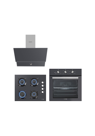 Kumtel B66-SF2 MT - KO-40 TAHDF - DA6-830 Kristal Antrasit Cam Ankastre Set