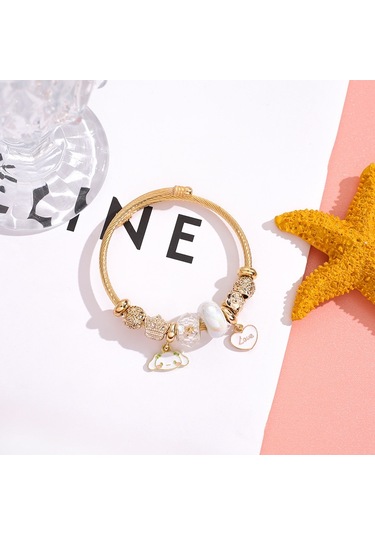 Jzcat Titanyum Bileklik Moda Karikatür Kt Kedi Aşk Kolye Bileklik-ky04