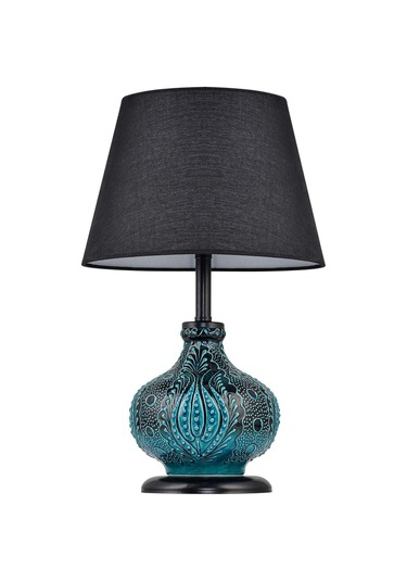 Patara Masa Lambası Abajur Yeşil Çinili Siyah Yeşil