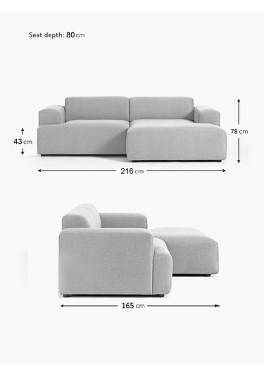 Most Mollista 2 Modül Sağ Köşe Koltuk 32 Gri Keten Kumaş Yumuşak