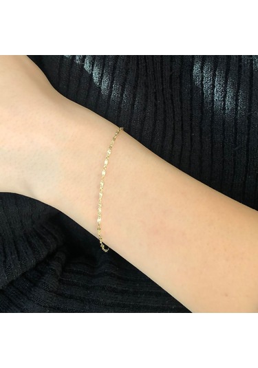 Ariş 14 Ayar Altın Italyan Zincir Bileklik Sarı Altın