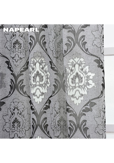Açık Kahverengi 1 Adet Napearl Moda Jakarlı Tül Perde Avrupa Tarzı Şeffaf Kahverengi Gri Perde Mutfak Oturma Odası Ev Dekor İçin W100 X L260cm