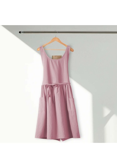 Homyl Pamuklu Mutfak Önlüğü Şef Makinede Yıkanabilir Kolsuz Pembe