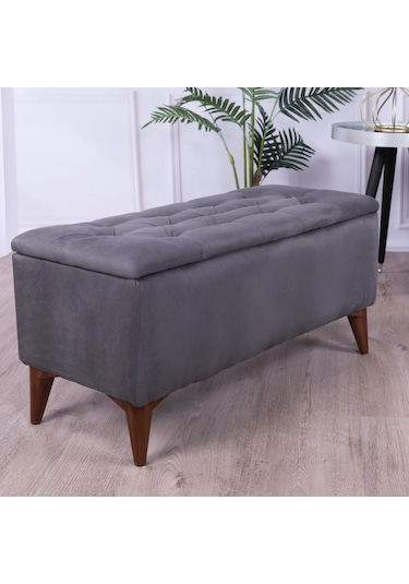 Zümre Sandıklı Puf Gri Yatak Odası Ayak Ucu Oturma Odası Antre Gri