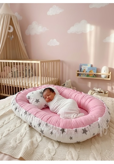 Babynest Yer Yatağı Yıldızlı Pembe Bebeciden