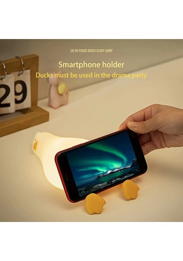 Yalan Düz Ördek Gece Lambası, Led Squishy Ördek Lamba, Sevimli Krem