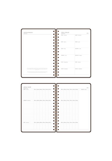 2026 A5 Spiralli Keten Haftalık Ajanda 12 Aylık - Kahverengi Kahverengi
