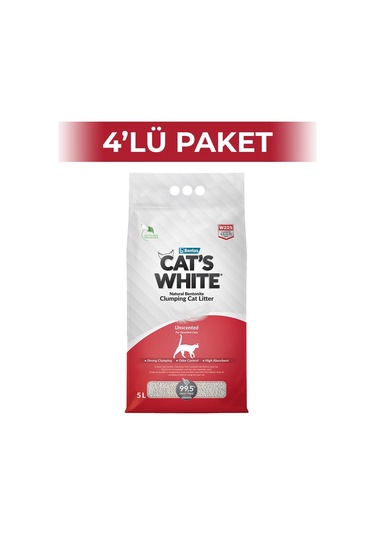 Cat's White Kokusuz Kedi Kumu 5 Lt 4 Adet