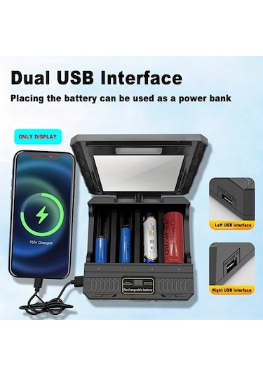 Xuweiwei 1 Bilgisayar Güneş Enerjili Usb Li İon Pil Şarj Cihazı 3 7v 18650 26650 21700 Şarjör Power Bank