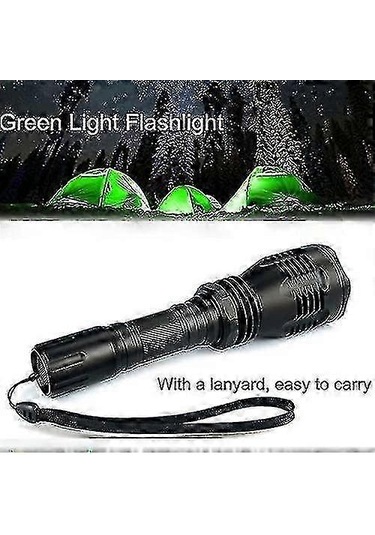Yeşil Işık Süper Güçlü 2000 Lümen Taktik El Feneri Uzaktan Şarj Edilebilir Su Geçirmez Avcılık El Feneri Kamp, Dağcılık, Yürüyüş F26 Diğer