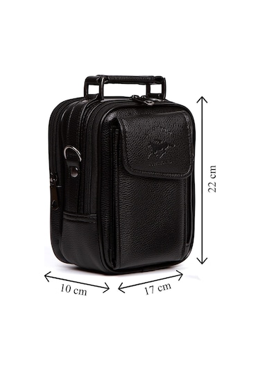 Tuldar Erkek Mekanizmalı Cüzdan Ve Deri Çelik Kasalı Kapaklı Omuz Ve El Çantası 17x22cm Tul513 - Siyah - Gri