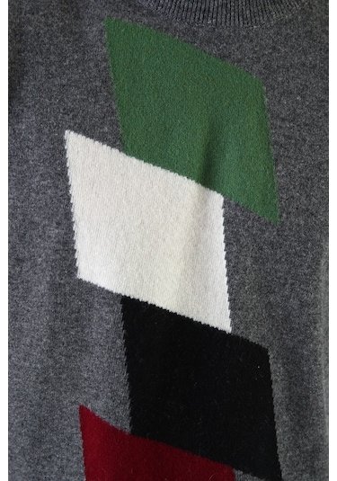 Ferraro Füme Bisiklet Yaka %100 Kuzu Yünü Erkek Kazak Füme (536154970) Füme