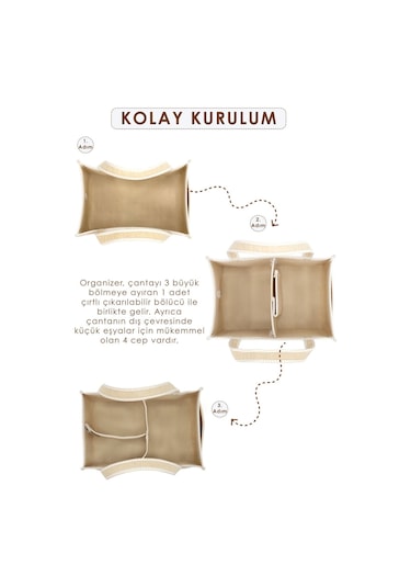 Mordesign Kalın Keçe Anne Bebek Bakım Çantası, Organizer, Çok Gözlü Düzenleyici, Gingham Serisi, Kapiçino Kapiçino 1000 Kahverengi