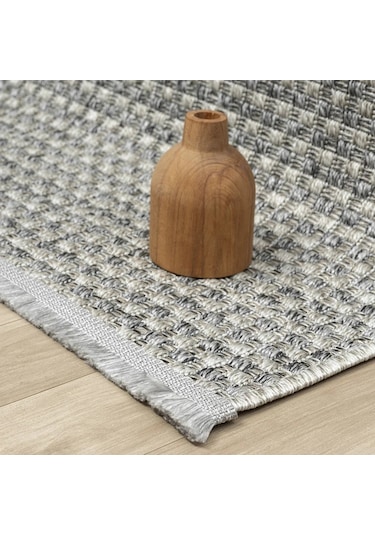 Gri Melanj Kareli Dokuma Modern Halı - L667grbo Gri - Melanj