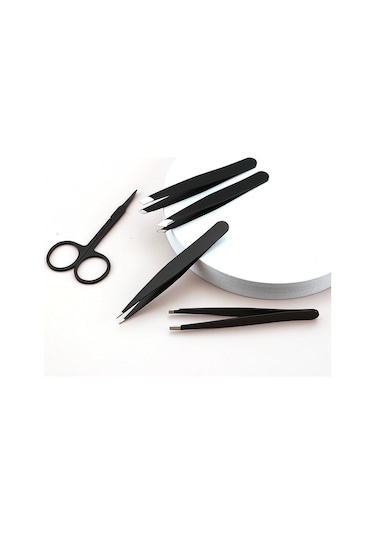 Valkyrie Deri Çantalı Paslanmaz Çelik Cımbız Seti Siyah 5'li