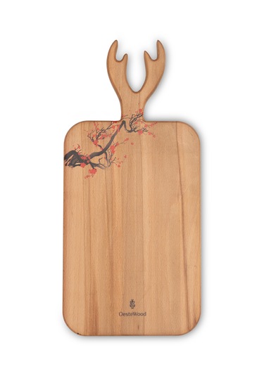 Yekpare Masif Ahşap Sunum Kesme Tahtası Desenli Kayın Medium 13