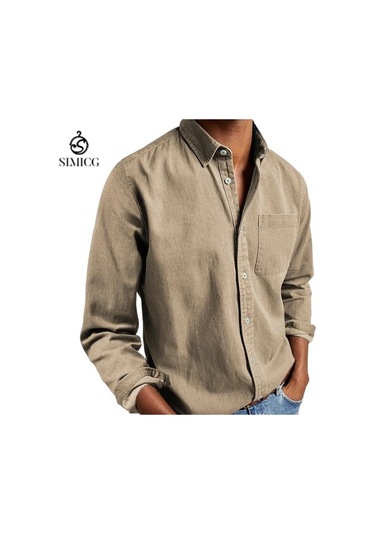 Erkek Gömleği Uzun Kollu Yakalı Erkek Gömleği Kahverengi