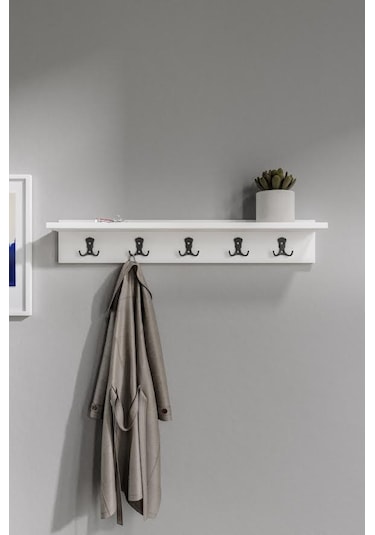 Portmanto Duvar Askılığı Elbise Askılığı Beyaz 85 Cm