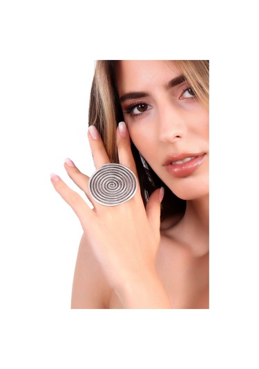 Kadın Antik Gümüş Kaplama Ayarlanabilir Spiral Yüzük N11.11426 Gümüş