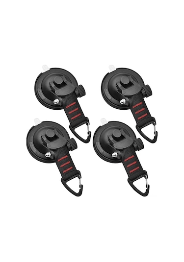4 Adet Emici Kancalı Çadır Ve Araç Tenteleri İçin Pratik Asma Askısı - Siyah/kırmızı Siyah - Kırmızı Siyah - Kırmızı