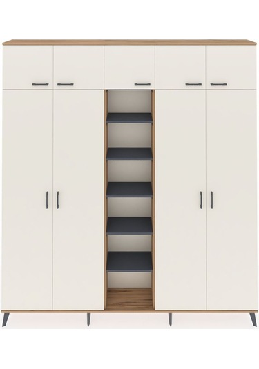 Arges Dolap 12 Raflı 9 Kapaklı 2 Askılı 220x30x243 Çam-aytaşı/antrasit Aytası/antrasıt