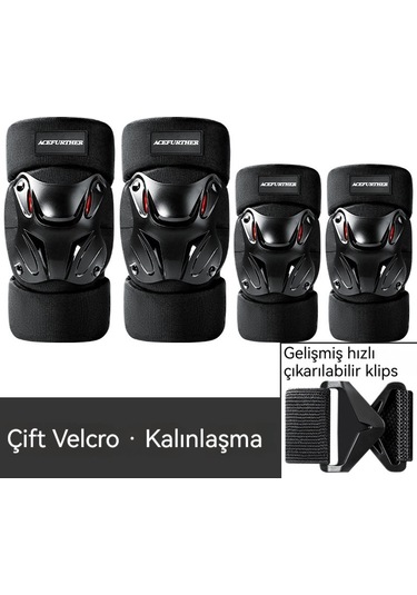 Lokomotif Diz Pedleri Dirsek Rüzgar Geçirmez Sıcak Koruyucu Motosiklet Açık Bacak Pedleri Haki - Siyah