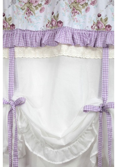 Potlu Tül Perde Provence Fırfırlı Rose Lila