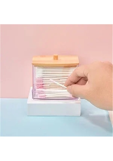 Maoyaya Çok Renkli Bambu Kapaklı Pamuklu Çubuk Tutucu, 1 Adet Çok Renkli