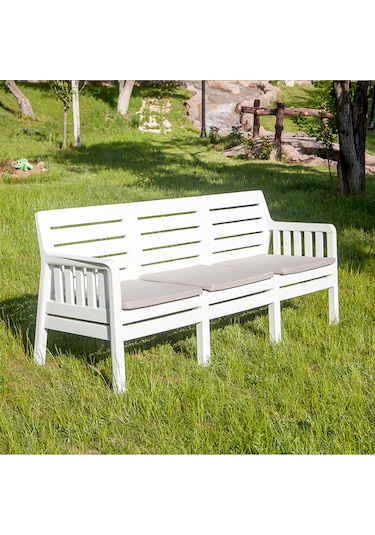 Lara Bahçe Balkon 3 'lü Koltuk-Beyaz