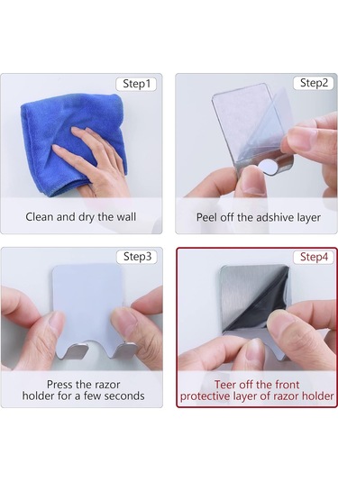 Lemestar 4'lü Paslanmaz Çelik Tıraş Bıçağı Askısı, Su Geçirmez, Kendinden Yapışkanlı, Banyo Ve Mutfak Organizasyonu İçin Diğer