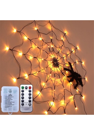 Cadılar Bayramı Led Su Geçirmez Dize Işık Cadılar Bayramı Örümcek Web Işık Pil/usb Uzaktan Tatil Işık Korku Perili Ev Sahne Dekor Sıcak Beyaz