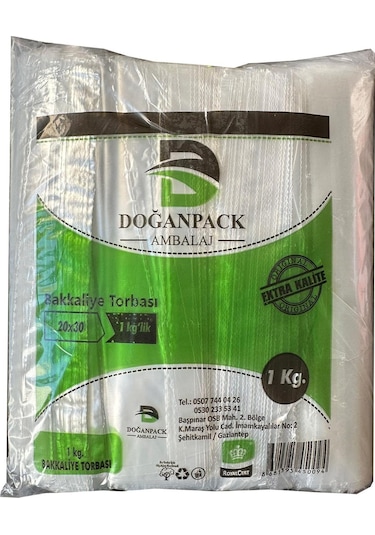 Doğanpack Şeffaf Naylon Bakkaliye Poşeti Torbası 10 x 1 KG 20 x 30 CM