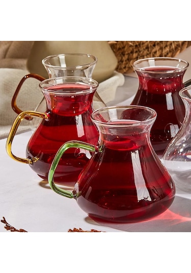 Perotti 16013 Ehl-i Keyf Renkli 6'lı Borosilikat Çay Bardağı Set Renkli