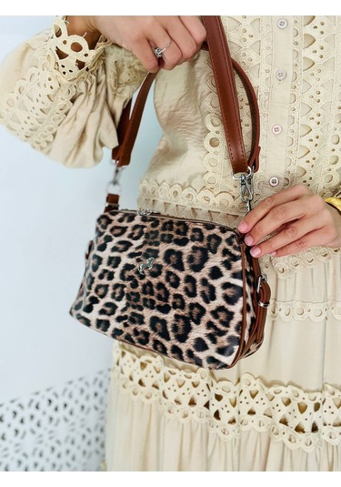 Miami Polo Clup Yumuşak Suni Deri Çapraz Askılı El Çanta Leopar