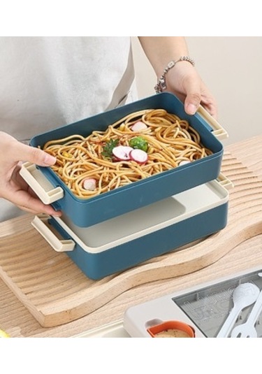 Lichen Bento Öğle Yemeği Kutusu, Çift Katmanlı Dikdörtgen Öğle