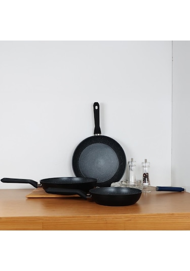 Serenk Excellence 3 Adet Granit İndüksiyon Tabanlı Tava Seti, 20-24-28 cm