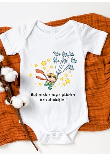 Tuğbababy Baby Küçük Prens Baskılı Bebek Body Zıbın Kız Erkek Beyaz