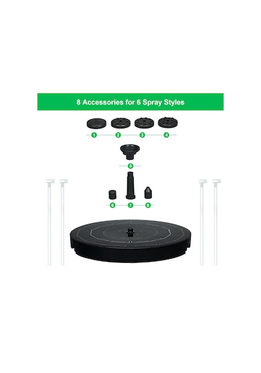 Güneş Enerjili Su Fıskiyesi Pompası Dış Mekan Dekorasyonları, Kuş Banyosu/göl/park/bahçe/yüzme Havuzu İçin 6 Uçlu Güneş Enerjili Su Fıskiyesi Pompası