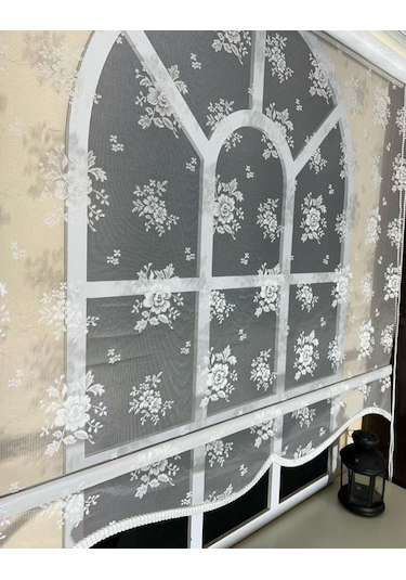 Storburada Çift Mekanizmalı Kırık Beyaz Tül Perde Ve Ekru Stor Perde Stb45253-v01 Ekru