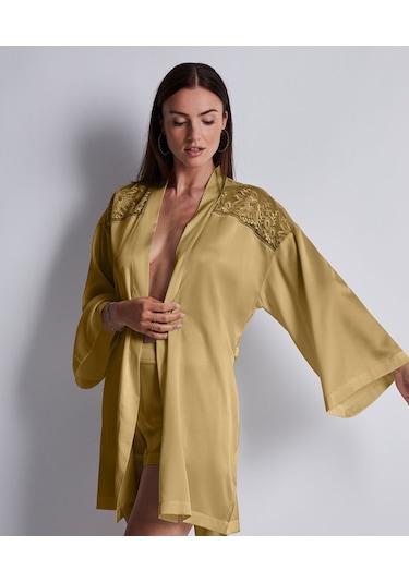 Aubade Midnight Whisper Kimono Zarif Seide Ve Dantel Detaylı Bronz