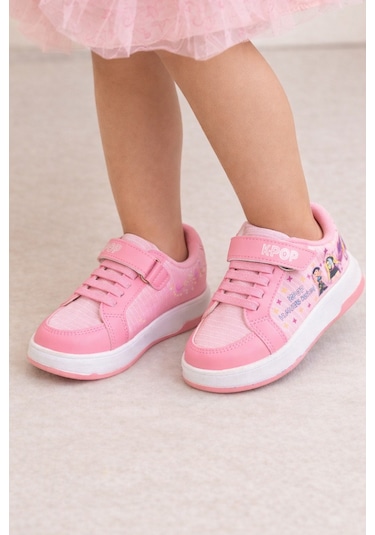 Mini Bonito Kız Çocuk Desenli Simli Günlük Sneaker Ayakkabı Pembe