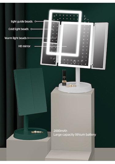 Interstech 3 Ton Led Işıklı Katlanabilir Dokunmatik Makyaj Aynası