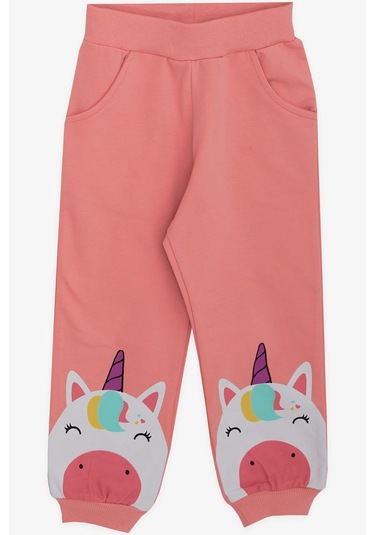Breeze Kız Çocuk Eşofman Takımı Unicorn Baskılı 1-4 Yaş, Pudra-pudra Pudra