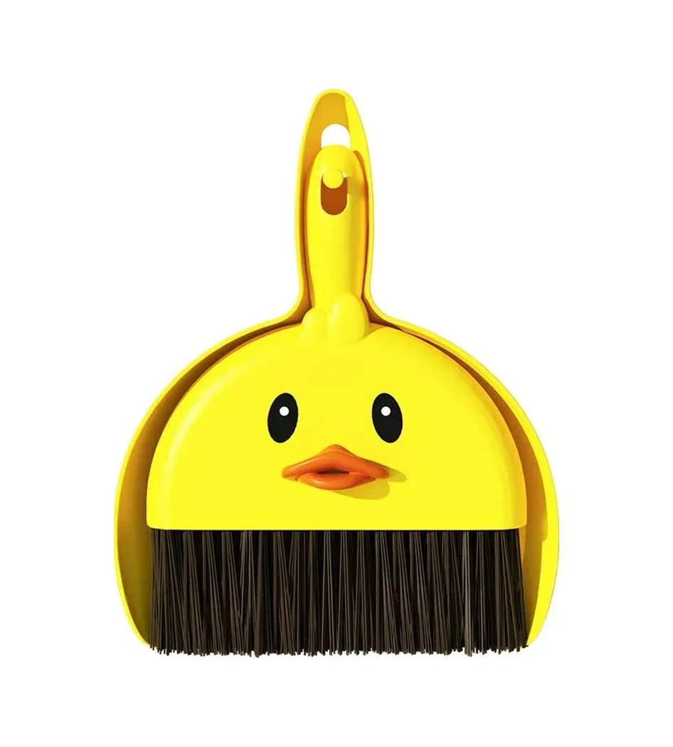 Kosona Sarı Ördek Desenli Süpürge Ve Kovalık Seti - Ev Temizliği İçin Çocuk Dostu, Dayanıklı Ve Kompakt Temizlik Aleti