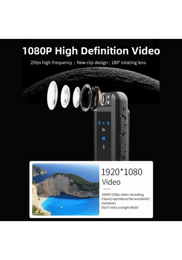 Springsun Video Kamera 1080p Vücut Kamerası Ses Ve Video Kaydı Giyilebilir Vücut Kamerası 180